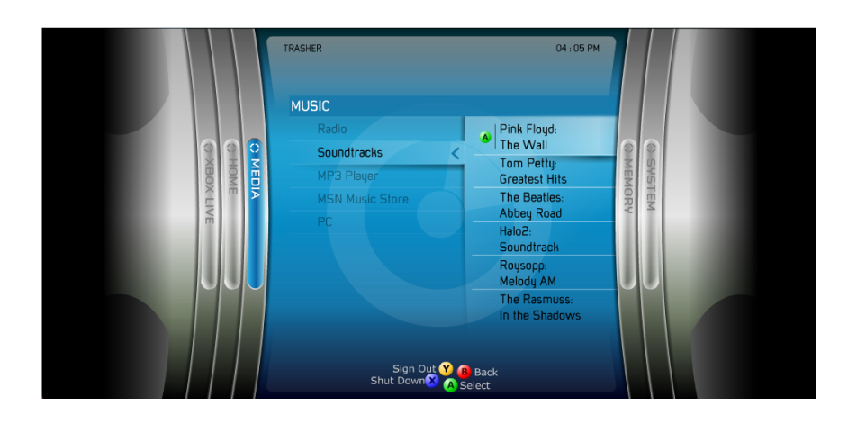 Xbox 360 Blades Dashboard UI Low-Fi Wireframe – Ton Hanchai Portfolio
